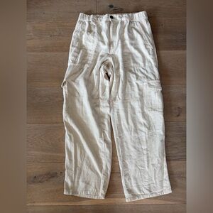 Pilcro anthropologies Slim Linen blend ivory Beach Cargo Pants - M